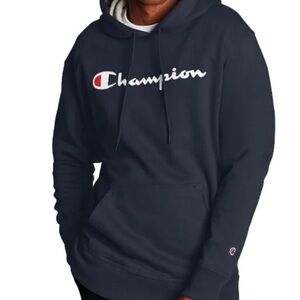 Champion Men’s Graphic Powerblend Fleece Navy Hoodie